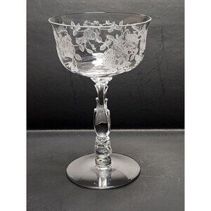VTG Fostoria Willowmere Claret Wine Glass 6.75" Stemware Elegant Etched HTF